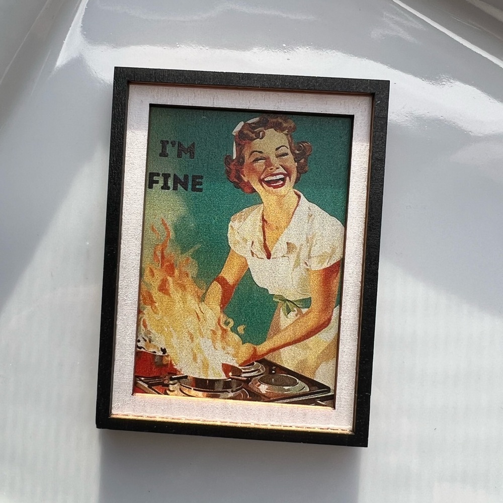 I’m Fine Funny Fridge Magnet Retro Kitchen Humor Vintage Style Decor - Picture 2 of 5